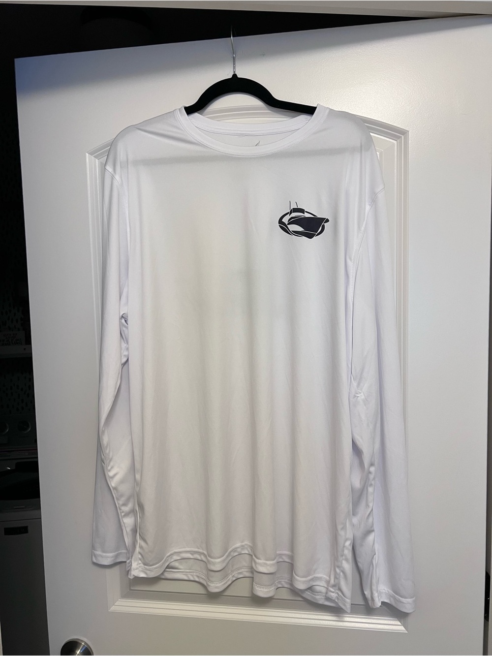 Men's White Long-Sleeve Performance Tee with Subtle Chest Logo